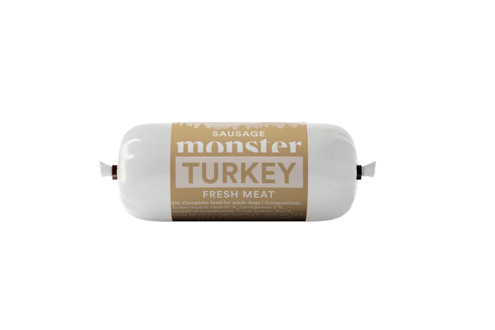 Dog Sausage Turkey 80 g - Hund - Hundmat & hundfoder - Våtmat & Våtfoder för hund - Monster Pet Food - ZOO.se Begränsad tid