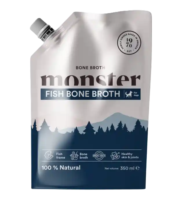 Premium Bone Broth Fish 350 ml - Hund - Hundmat & hundfoder - Våtmat & Våtfoder för hund - Monster Pet Food - ZOO.se