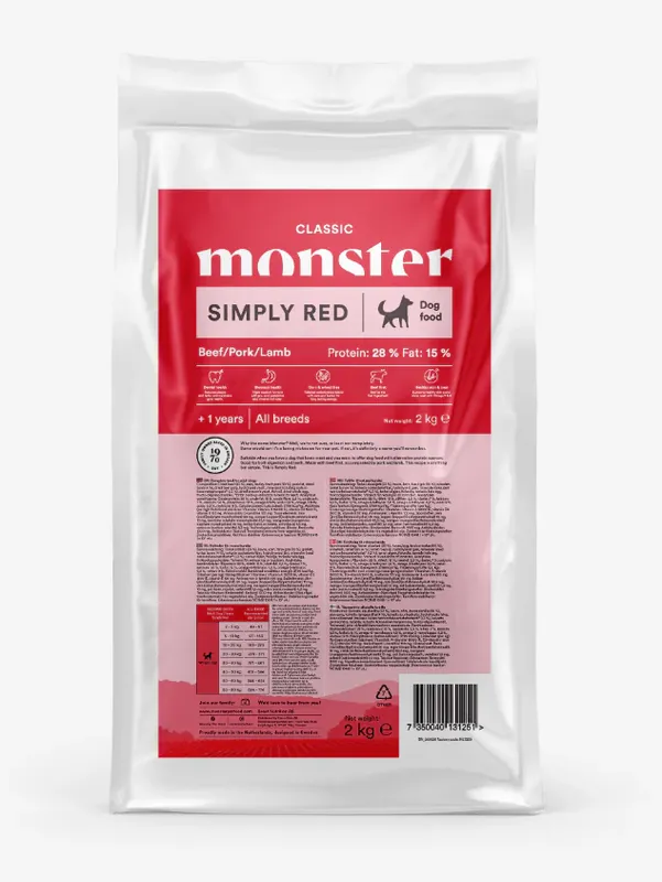 Monster Dog Classic Simply Red - 2 kg Sista chansen