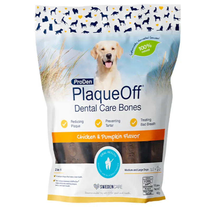Snabb leverans ProDen PlaqueOff Dental Care Bones - Kyckling & pumpa 482 g