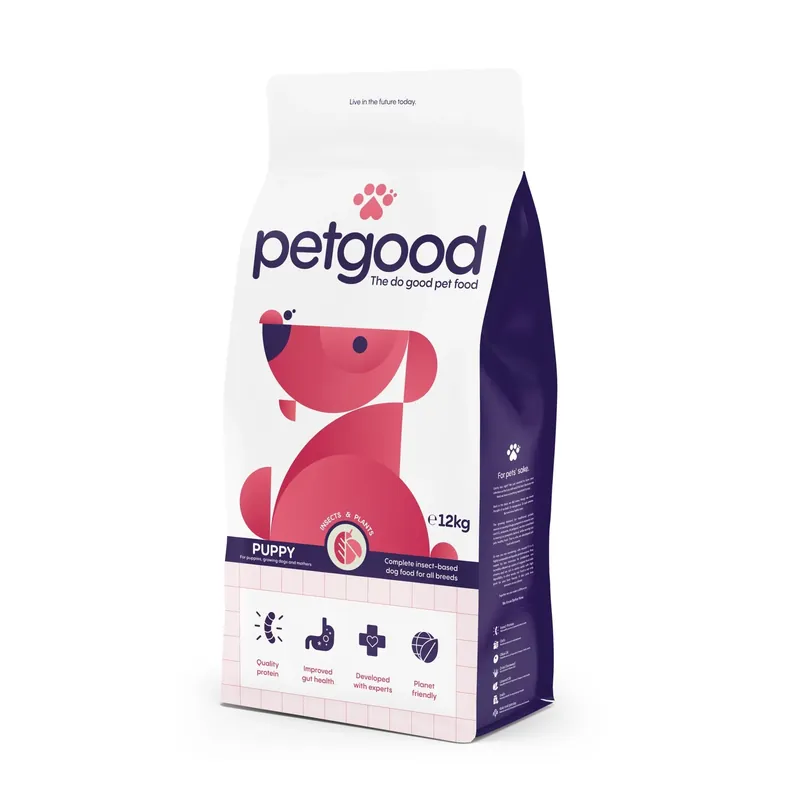 Beställ nu Petgood insektsbaserat premiumfoder - valp - 12kg