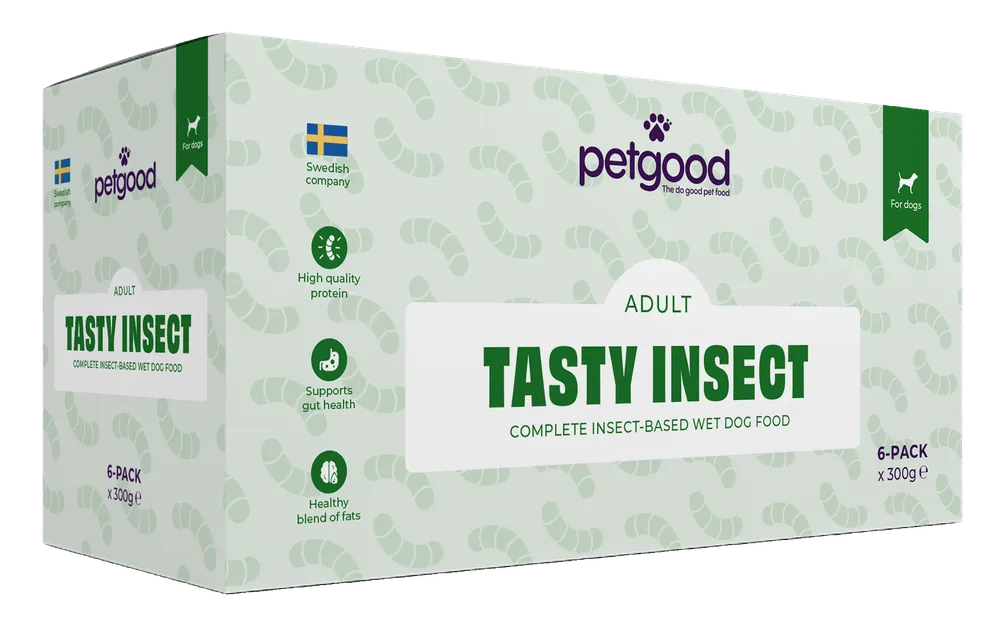 Insektsbaserat våtfoder för vuxna hundar multipack - 6 x 300g - Hund - Hundmat & hundfoder - Våtmat & Våtfoder för hund - Petgood - ZOO.se Köp online