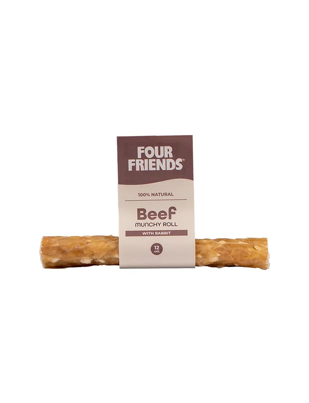 Begränsat antal Natural Chews Beef Munchy Roll with Rabbit till Hund - 12 cm