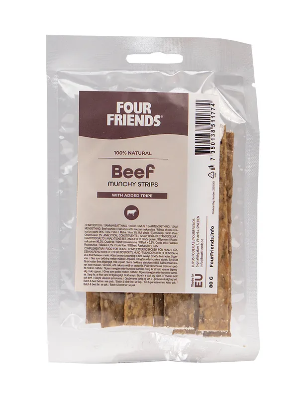 Beef Munchy Strips with Tripe till Hund - 80 g Lägg i varukorgen