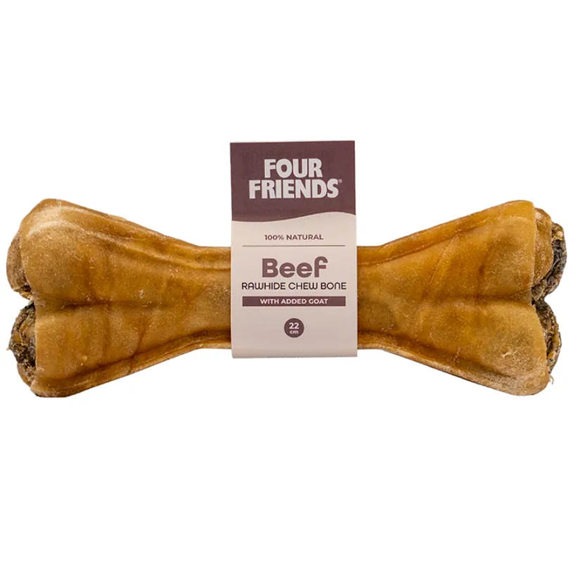 Natural Chews Beef Rawhide Chew Bone with Goat till Hund - 22 cm Extra rabatt