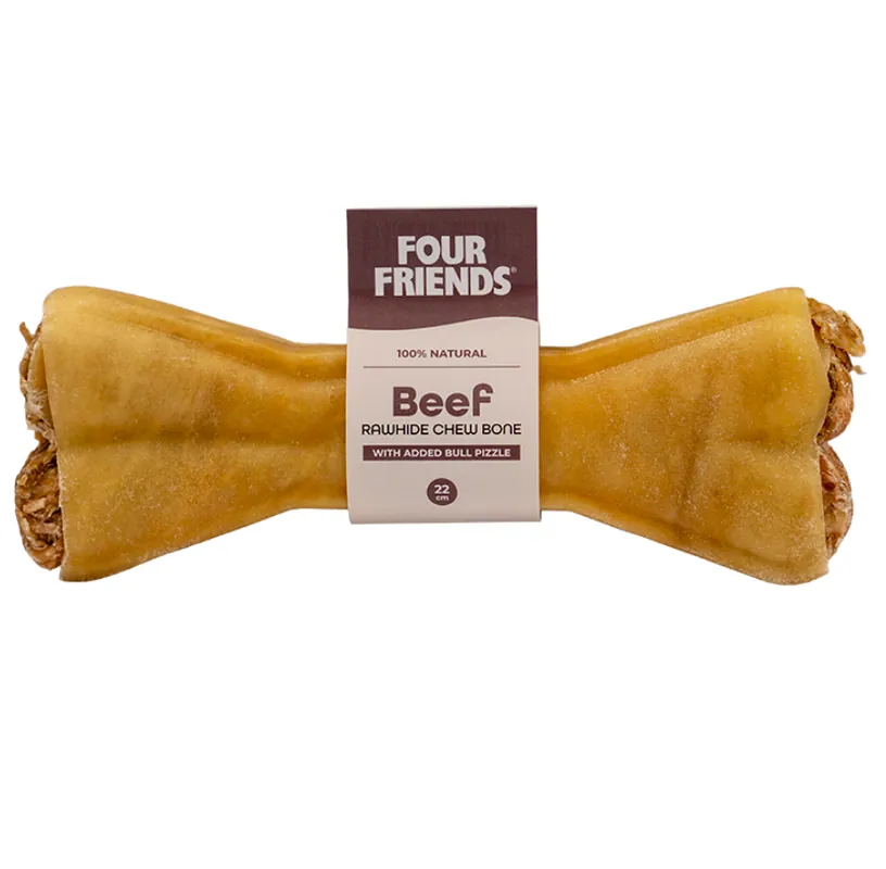 Natural Chews Beef Rawhide Chew Bone with Bull Pizzle till Hund - 22 cm Rabatt