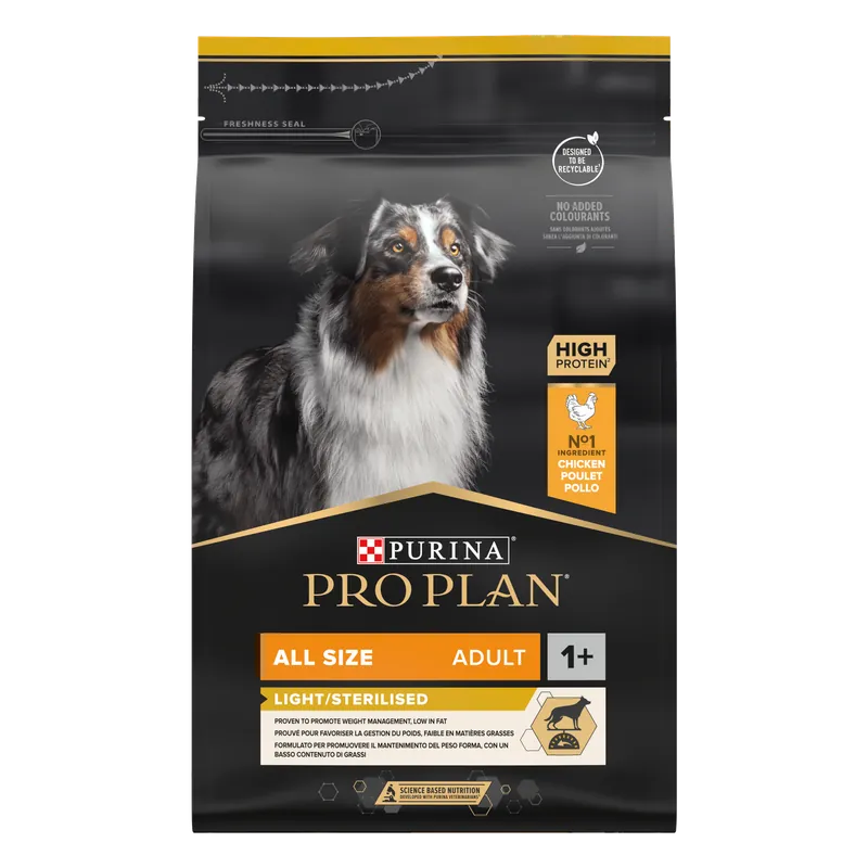 All Sizes Adult - LIGHT/STERILISED 3 kg - Hund - Hundmat & hundfoder - Torrfoder för hund - Purina Pro Plan - ZOO.se Rabatter