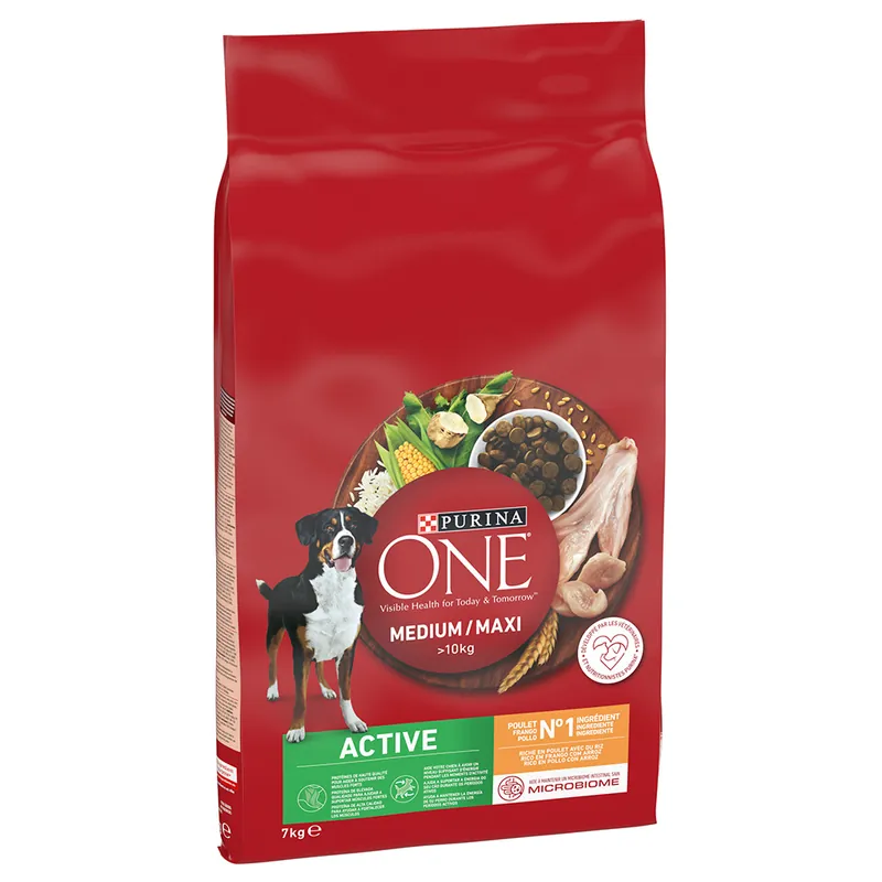 I lager PURINA ONE Medium/Maxi Active med kyckling - 7 kg