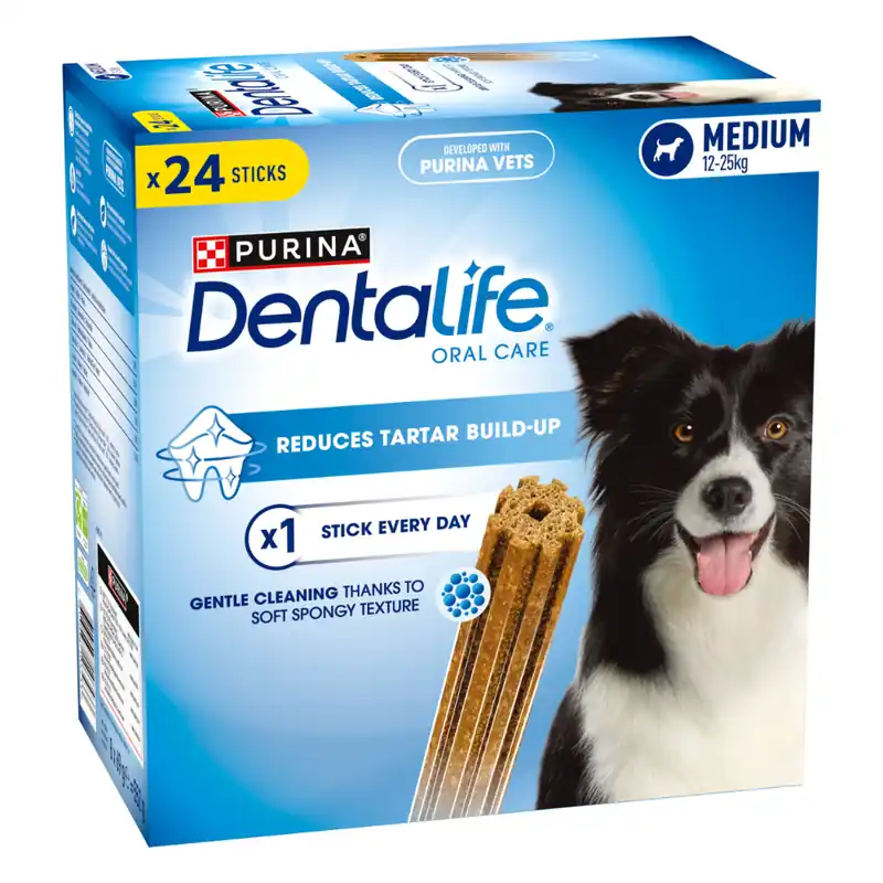 PURINA Dentalife Daily Oral Care för medelstora hundar (12-25 kg) - 24 sticks (8 x 69 g) Trygg betalning