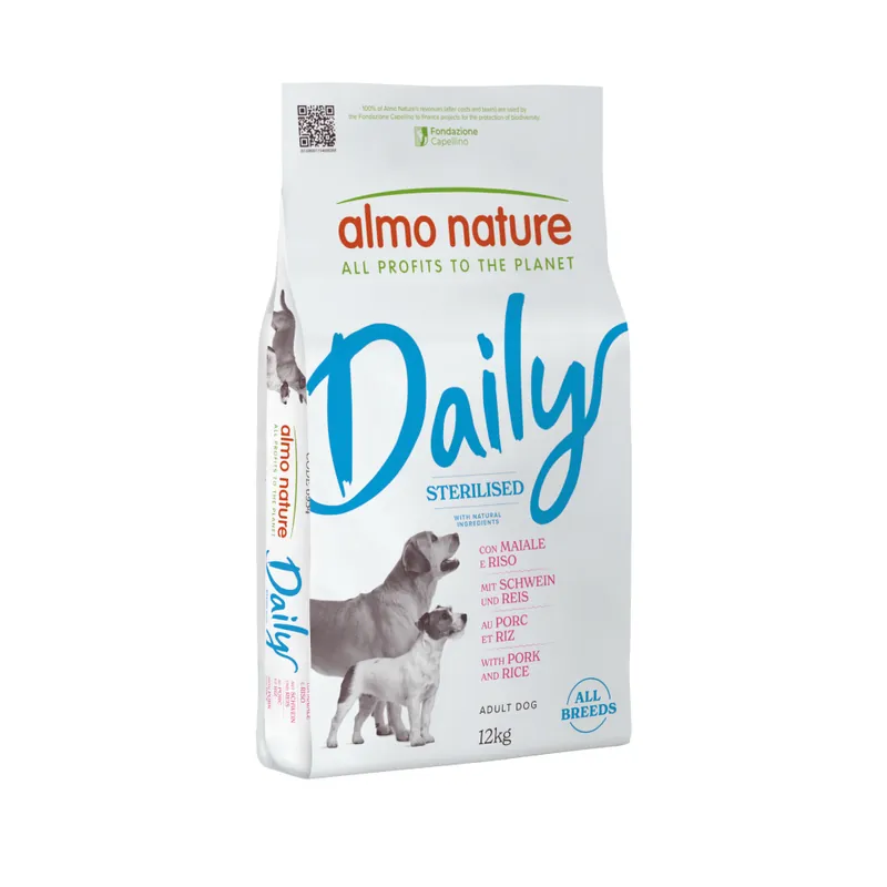 Almo Nature Daily Sterilised all Breeds Fläskkött & ris - 12 kg Erbjudande