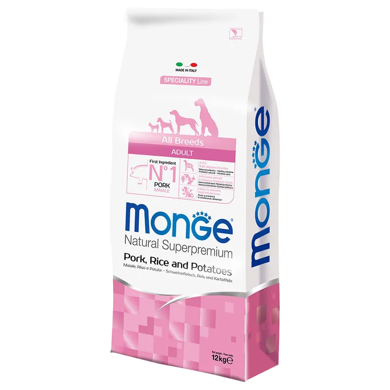 Monge Natural Superpremium All Breeds Adult Fläsk, ris & potatis - 12 kg Extra rabatt