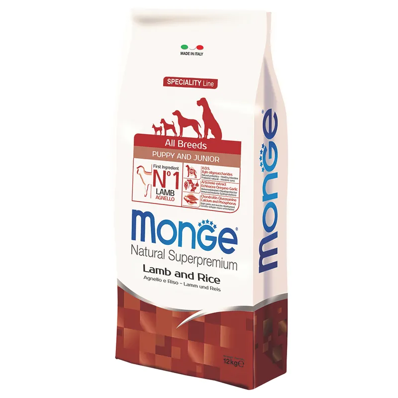 Monge Natural Superpremium Alla raser Valp Lamm & Ris - Ekonomipaket 2 x 12 kg Snabb frakt