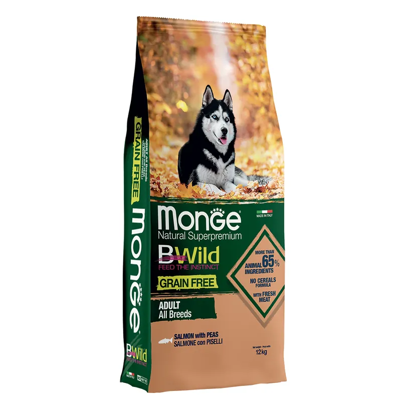 Bästa pris Monge Natural Superpremium Bwild Grain Free All Breeds Lax & ärtor - Ekonomipack 2 x 12 kg