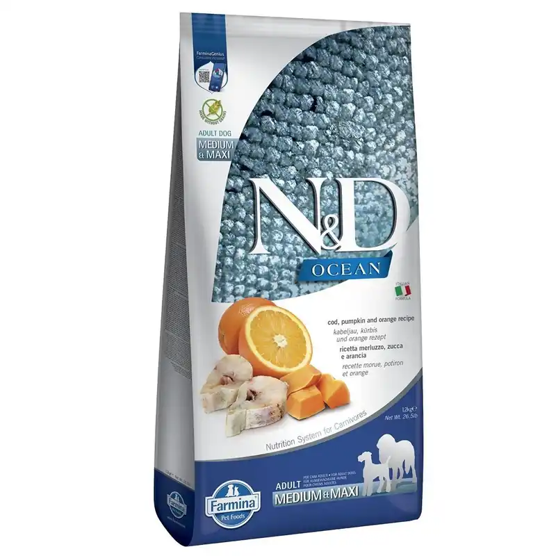 Farmina N&D Dog Ocean Cod, Pumpkin & Orange M/L Beställ idag