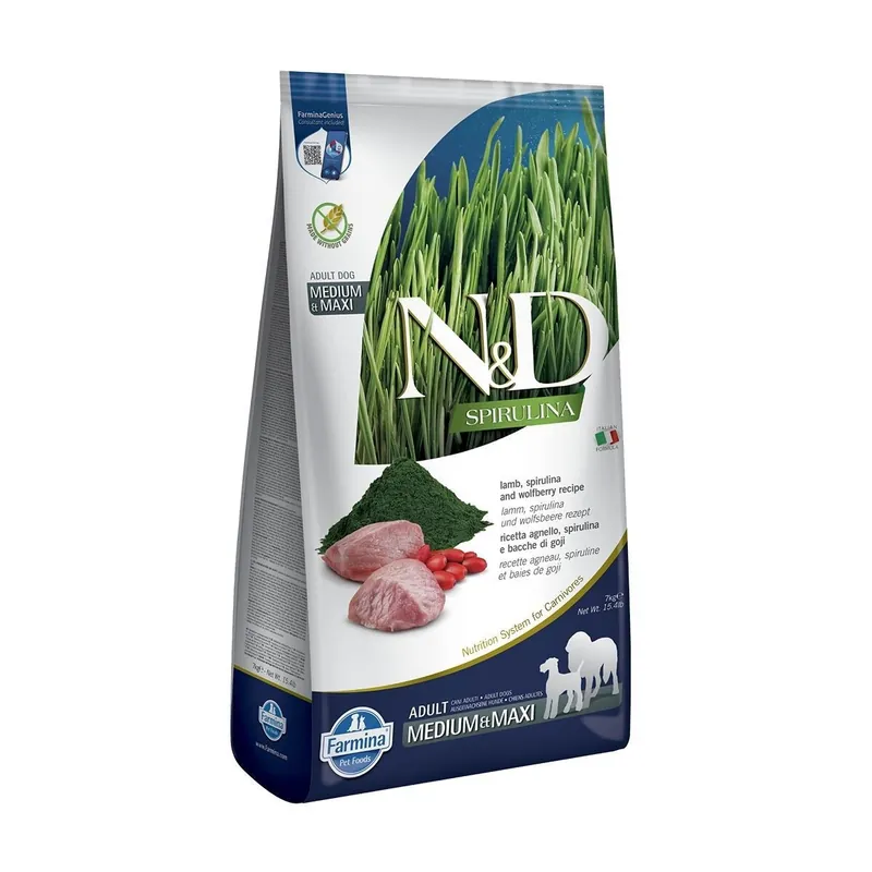 Farmina N&D Dog Spirulina & Lamb M/L 7 kg I lager