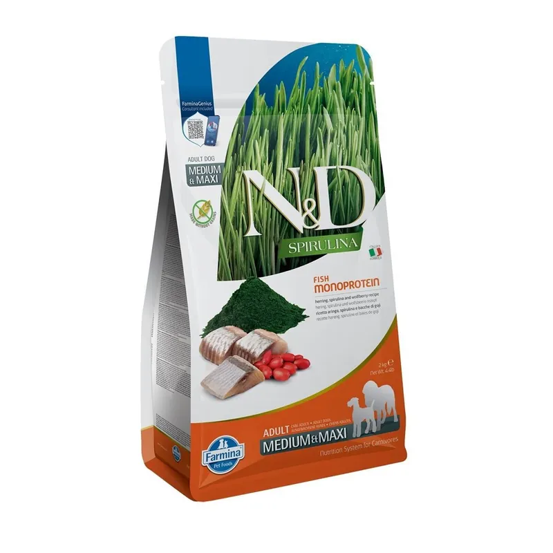 Kampanjpris Farmina N&D Dog Spirulina&Herring M/L 2 kg