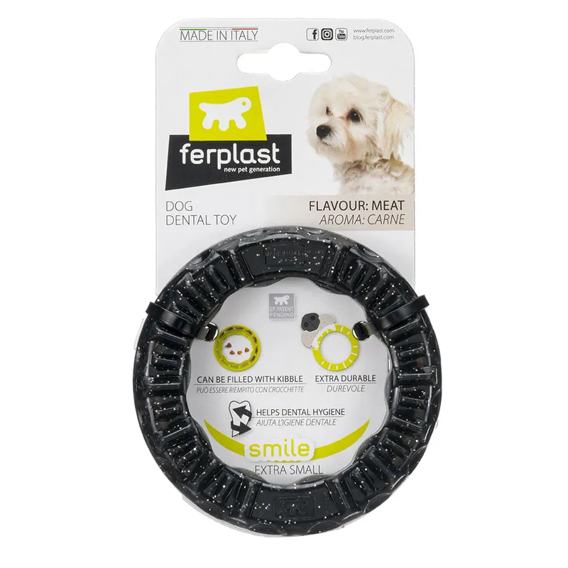 Ferplast Smile tuggring, svart - Stl. XS Ø 8,5 x H 1,7 cm Erbjudandepris