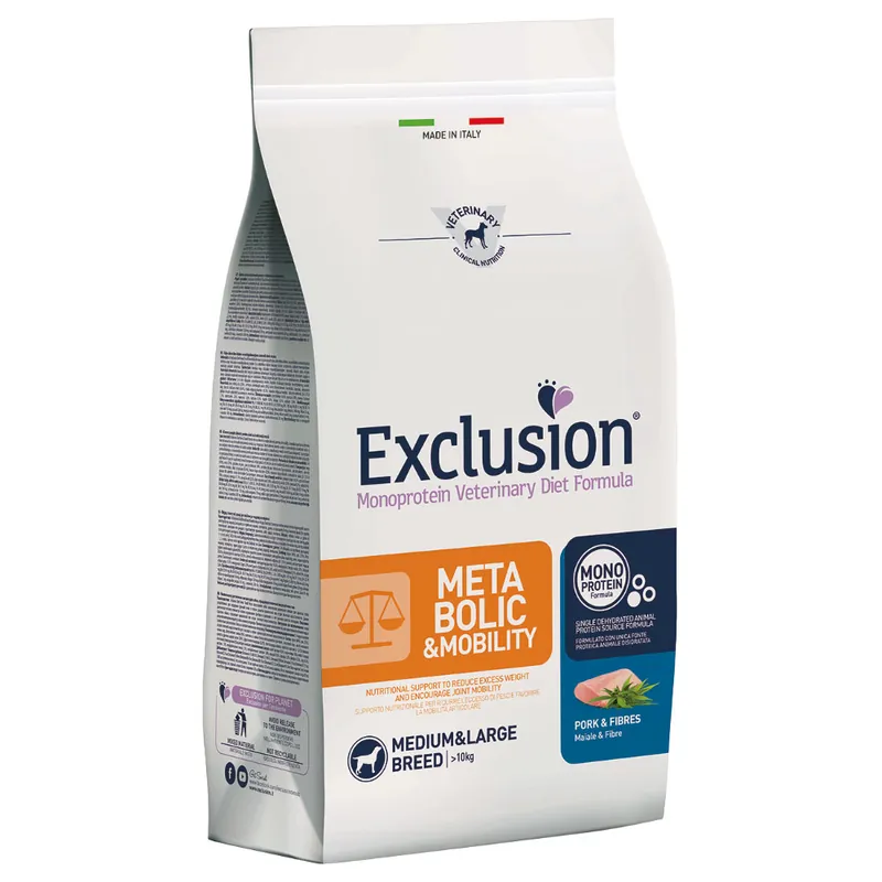 Exclusion Metabolic & Mobility Pork & Fiber Medium/Large - Ekonomipack 2 x 12 kg Rabatt
