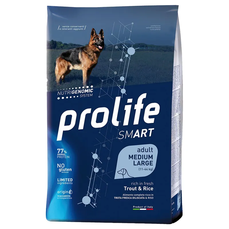 Köp online Prolife Smart Vuxen Medium/Stor Forell och Ris - Uppsättning % 2 x 12 kg