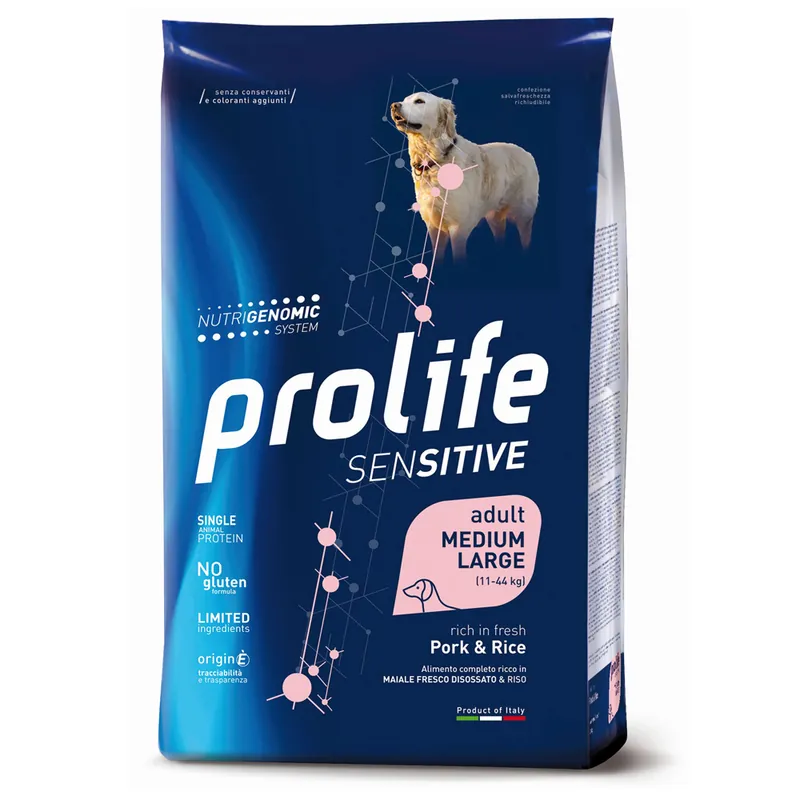 Bästa pris Prolife Sensitive Vuxen Medium/Stor Fläsk och Ris - Uppsättning % 2 x 10 kg