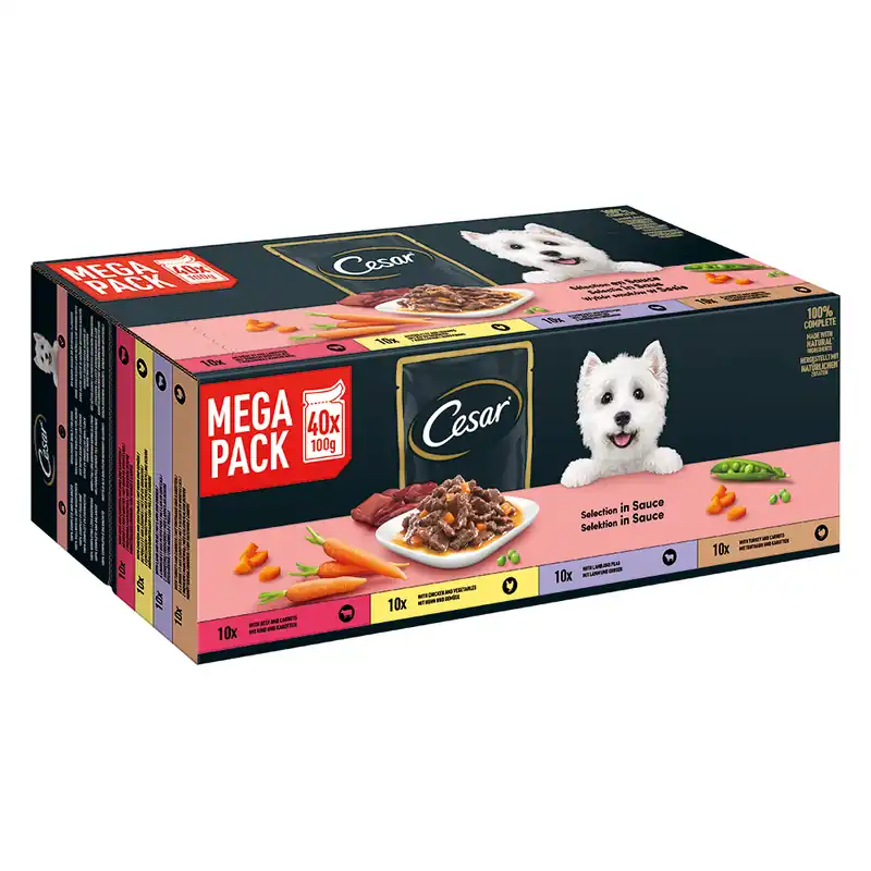 Cesar Selection Favourites in Sauce portionspåsar - Ekonomipack 80 x 100 g Billigare