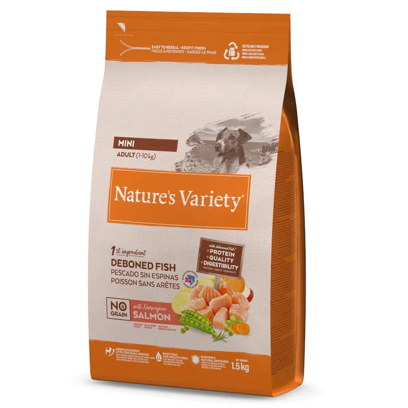 Beställ idag Nature‘s Variety No Grain Adult Mini Salmon - Ekonomipack 3 x 1,5 kg
