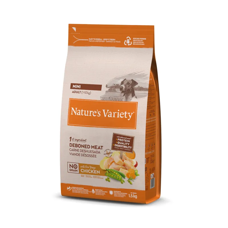 Nature‘s Variety No Grain Adult Mini Free Range Chicken - Ekonomipack 3 x 1,5 kg Snabb frakt