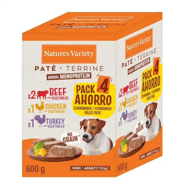 Mixpack Nature‘s Variety Original Paté No Grain Mini 4 x 150 g - Nötkött, Kyckling, Kalkon Sänkt pris