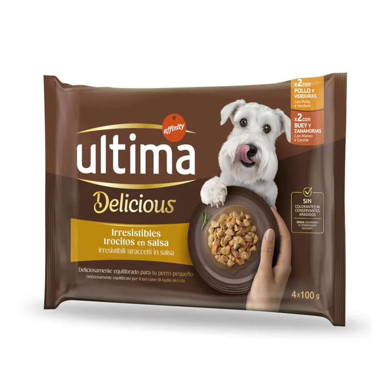 Erbjudandepris Ultima Fit & Delicious Mini Adult 44 x 100 g - Mix Kyckling + Nötkött