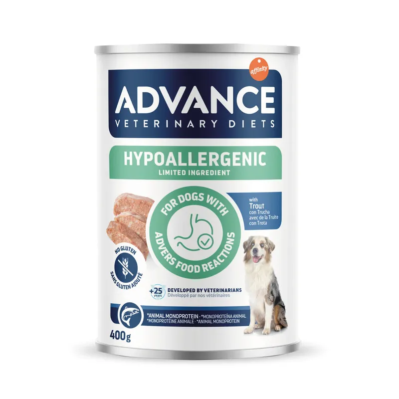 I lager Advance Veterinary Diets Hypoallergenic - Öring (6 x 400 g)