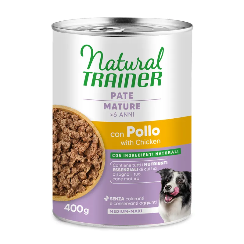 Kundfavorit Natural Trainer Paté Medium & Maxi Mature - Sparpaket 12 x 400 g kyckling
