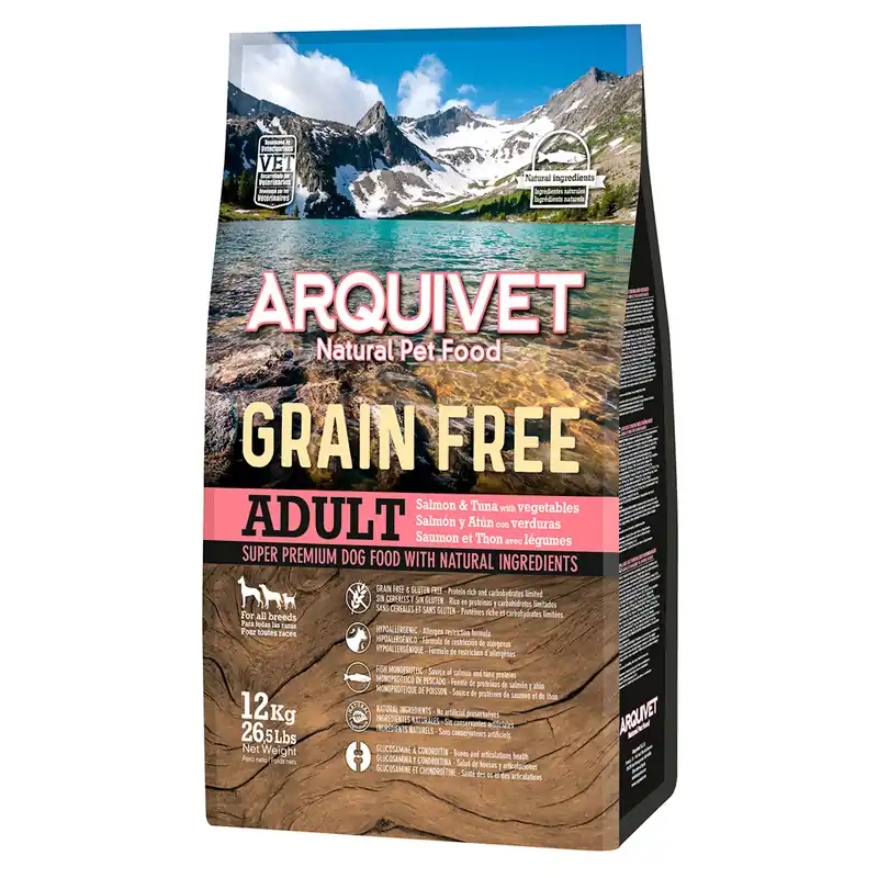 Kundfavorit Arquivet Dog Grain Free med lax - Ekonomipack 2 x 12 kg