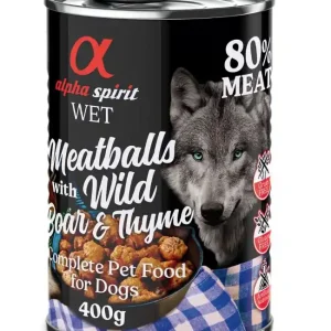 Ekonomipack alfa spirit Dog Meatballs 12 x 400 g - Vildsvin och timjan Kundfavorit
