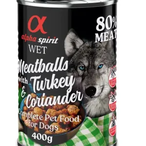 Utförsäljning Ekonomipack alfa spirit Dog Meatballs 12 x 400 g - Kalkon och koriander
