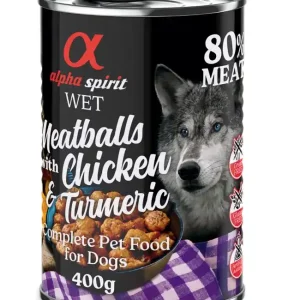 Ekonomipack alfa spirit Dog Meatballs 12 x 400 g - Kyckling och gurkmeja Köp online