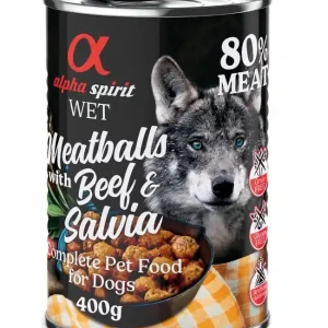 Ekonomipack alfa spirit Dog Meatballs 12 x 400 g - Nötkött och salvia Fynd