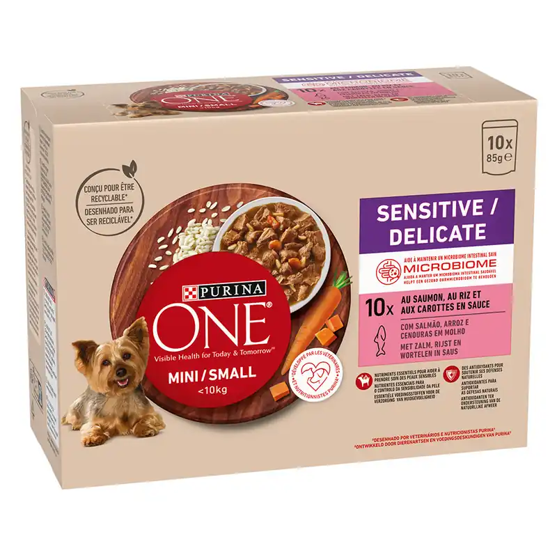 PURINA ONE Mini Sensitive-Delicate med lax - 10 x 85 g Reapris