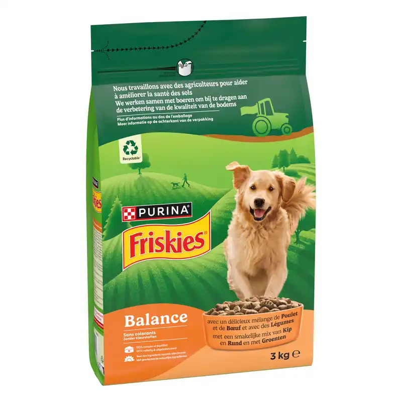 Bästa pris PURINA Friskies Balance Dog med kyckling, nötkött och grönsaker - 3 kg