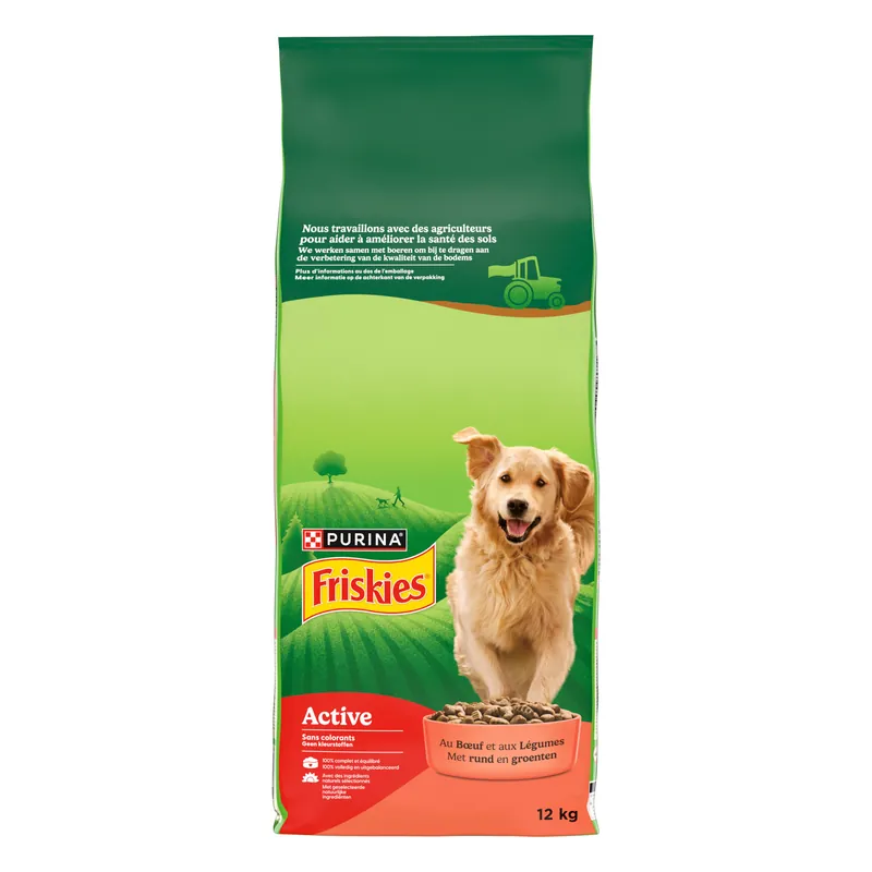 PURINA Friskies Adult Hund Active med nötkött - 12 kg Begränsat antal