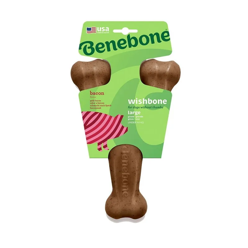 Nyhet Benebone Wishbone Hundben i Nylon med Baconsmak