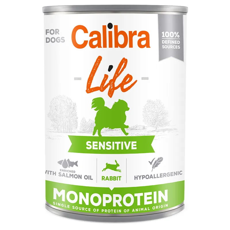 Ekonomipack Calibra Dog Life Adult 12 x 400 g - Sensitive Kanin Kampanj