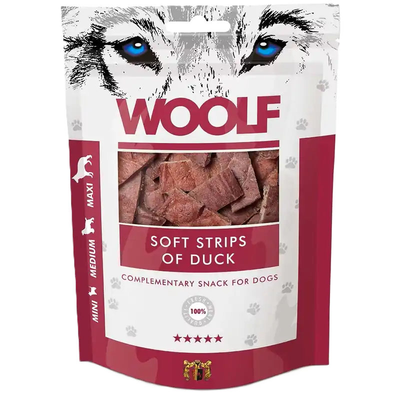 Sänkt pris Soft Strips of Duck 100g - Hund - Hundgodis - Träningsgodis & belöningsgodis - WOOLF - ZOO.se