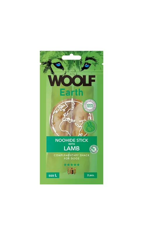 Hundgodis Woolf Earth Noohide Stick Lamb L Populär