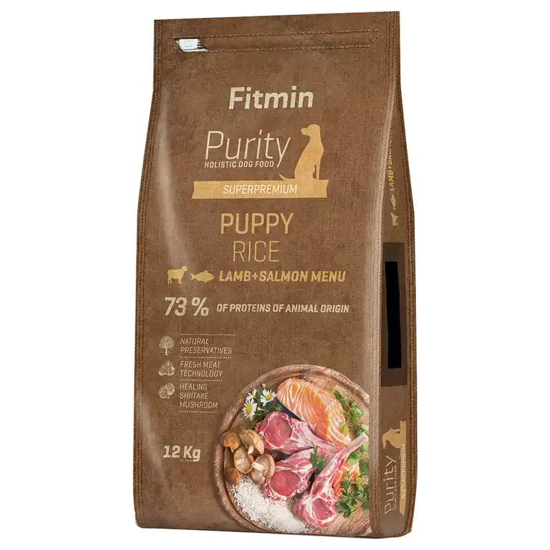 Fitmin Purity två-pack - Rice Puppy, lamm med lax, 2 x 12 kg Extra rabatt