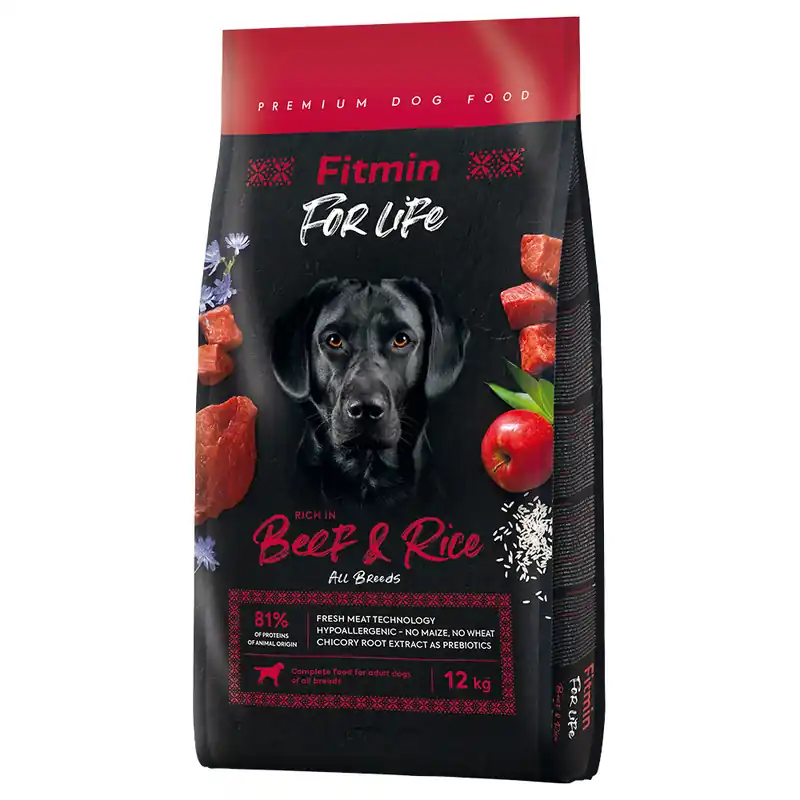 Fitmin Dog For Life med nötkött och ris - 12 kg Begränsad tid