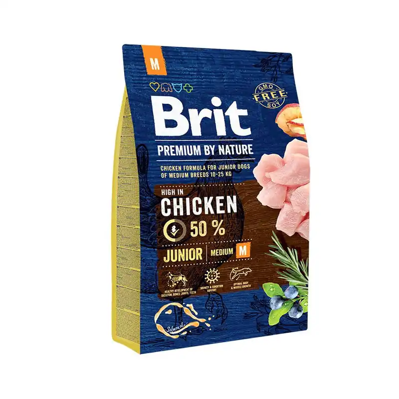 Snabb frakt Brit Premium By Nature Dog Junior Medium Chicken