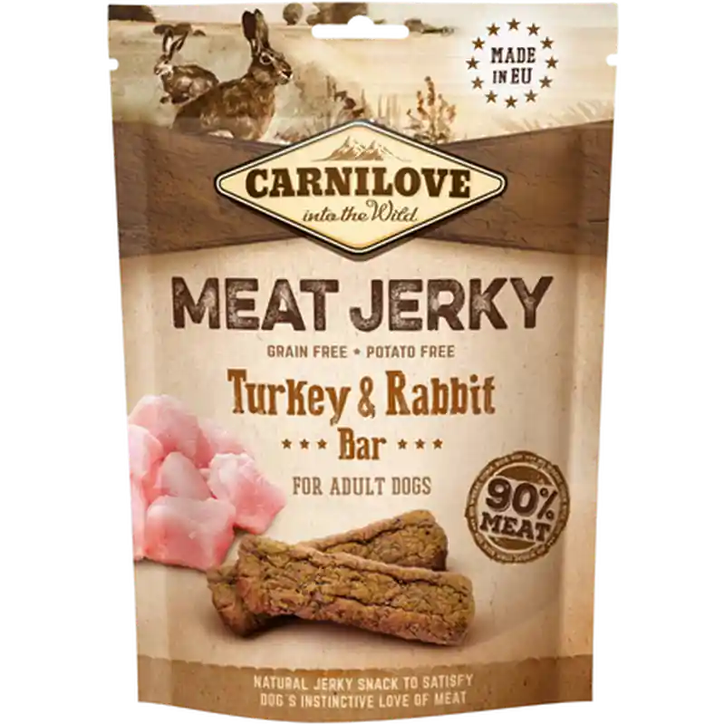 Jerky Turkey & Rabbit Bar 100 g - Hund - Hundgodis - Träningsgodis & belöningsgodis - Carnilove - ZOO.se Begränsat antal