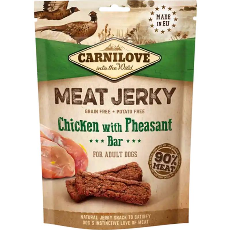 Erbjudandepris Jerky Chicken with Pheasant Bar 100 g - Hund - Hundgodis - Träningsgodis & belöningsgodis - Carnilove - ZOO.se