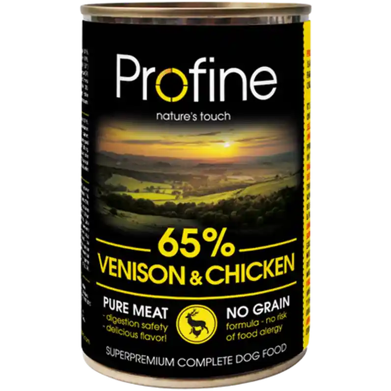Snabb frakt Dog Wet Food Cans 65% Venison & Chicken 400 g - Hund - Hundmat & hundfoder - Våtmat & Våtfoder för hund - Profine - ZOO.se