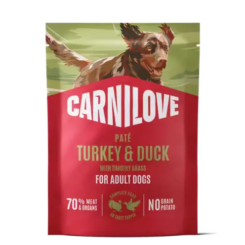 Pouch Paté Turkey & Duck with Timothy Grass Våtfoder till Hund - 12 x 300 g Kundfavorit